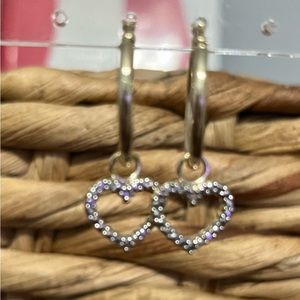 Jtv- 18 kt gold plated Hoop earrings w/ Diamond Accents.